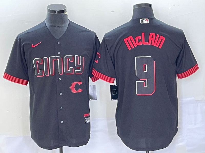 Men Cincinnati Reds #9 Mclain Nike Black 2023 City Connect Replica Player Elite MLB Jersey8->cincinnati reds->MLB Jersey